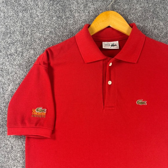 Lacoste Other - Lacoste Chemise Vintage Polo Shirt Mens XL Red Cotton Pique Short Sleeve France